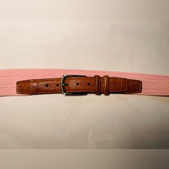 Torino Men's Pink Knit Woven Stretch Belt Sz 38 69503 USA Italian Leather GOLF - Picture 6 of 9